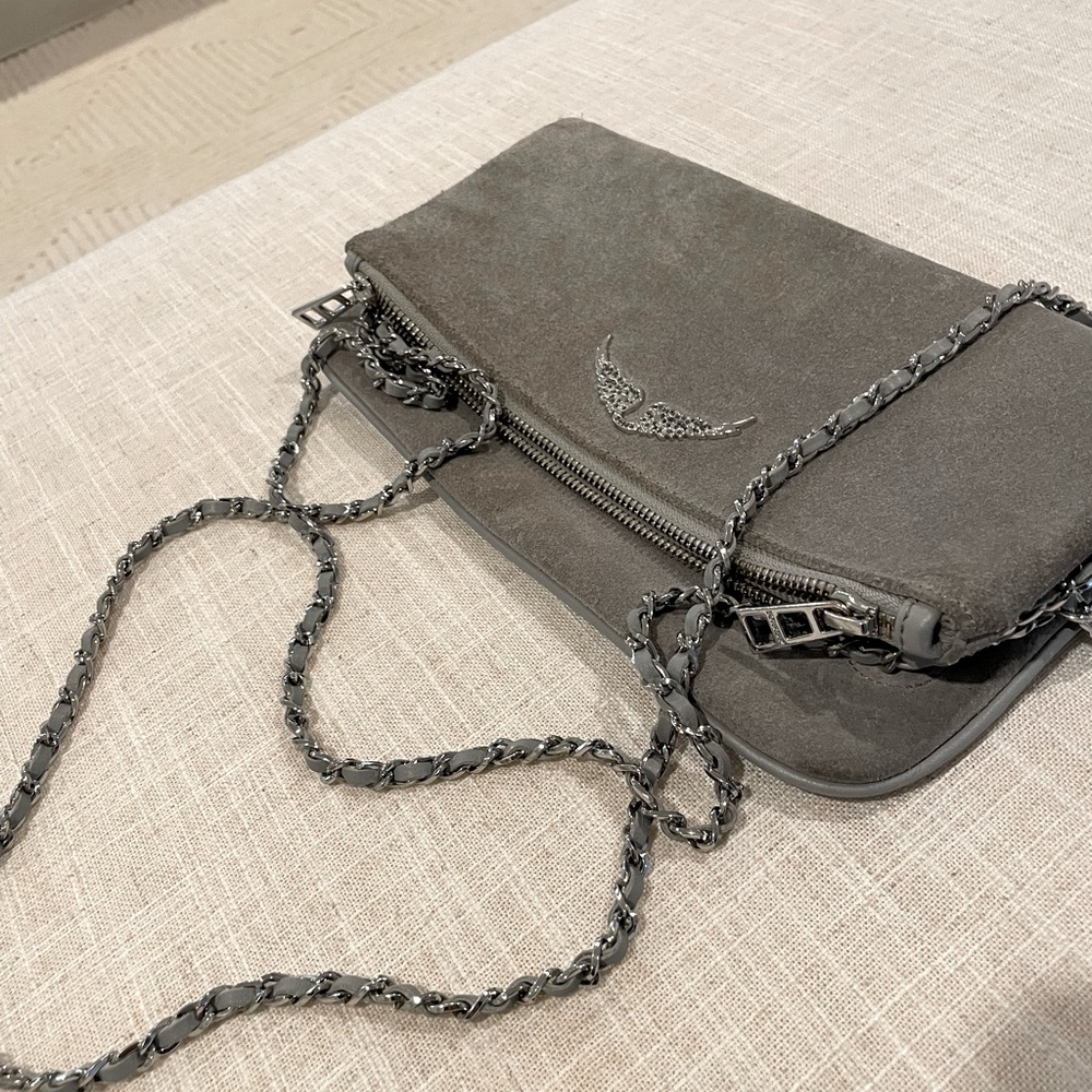 Zadig et Voltaire suede rock clutch crossbody